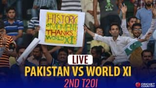 Live cricket score, Pakistan vs World XI, 2nd T20 at Lahore: World XI win by 7 wickets; level series 1-1